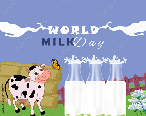 World milk day vector illustration for social media poster and banner, world milk day