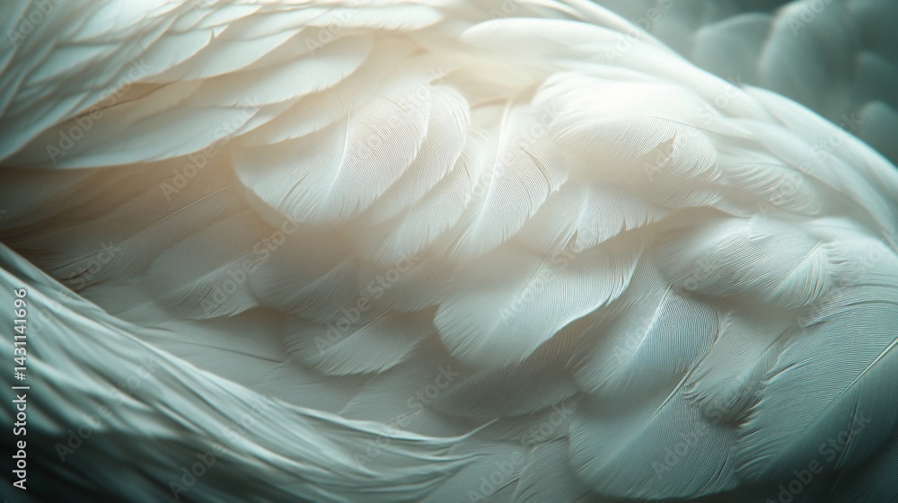 Obraz premium Close-up of soft, white bird feathers