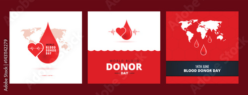 World blood donor day awareness social media post banner design vector file