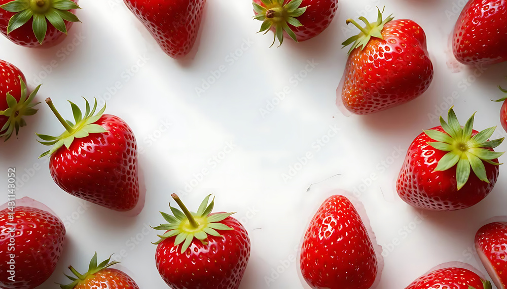 Arrangement of Fresh Strawberries on White Surface Creates a Vibrant Display Arrangement of Fresh Strawberries on White Surface Creates a Vibrant Display