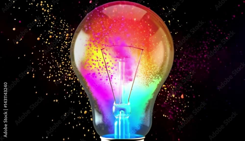 Glowing Red Light Bulb in Darkness Dramatic Lighting