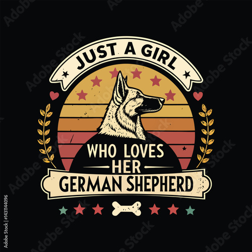 Retro Vintage German Shepherd Dog Lover Girl Design