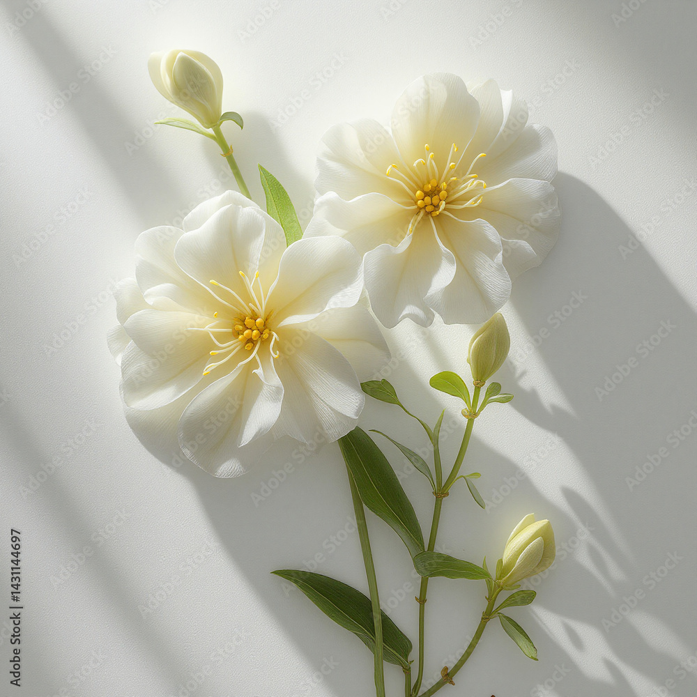 Obraz premium lily white flowers on white background