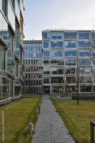 glass office building blue architecture office district