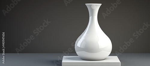 Elegant White Vase on a Pedestal with Dramatic Lighting and Shad