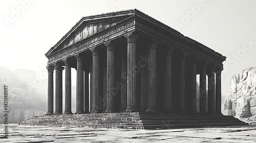 Historic Roman-style symmetrical hallway view high resolution HD wallpaper
