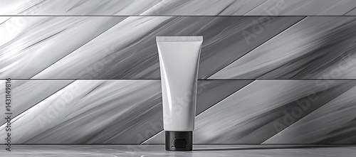 Minimalist Cosmetic Tube on Abstract Marble Background with Dram