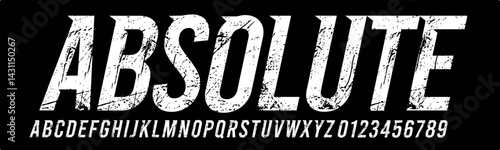 ABSOLUTE BOLD RUSTIC is a good alphabet, Rustic Font,Grunge Font and Black Background,Vector Illustration