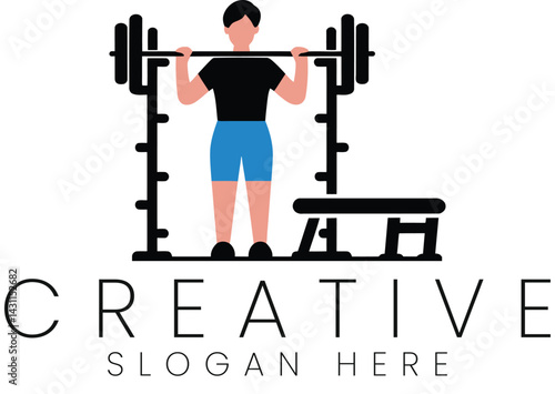 Strong Man Weightlifting Gym Fitness Exercise Powerlifting Workout icon logo blue sport   