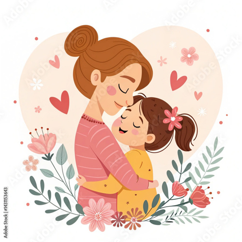 I have drawn a vector illustration of a mother adoring her daughter.