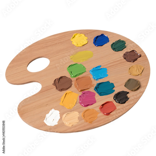 palette and brushes isolated on transparent background