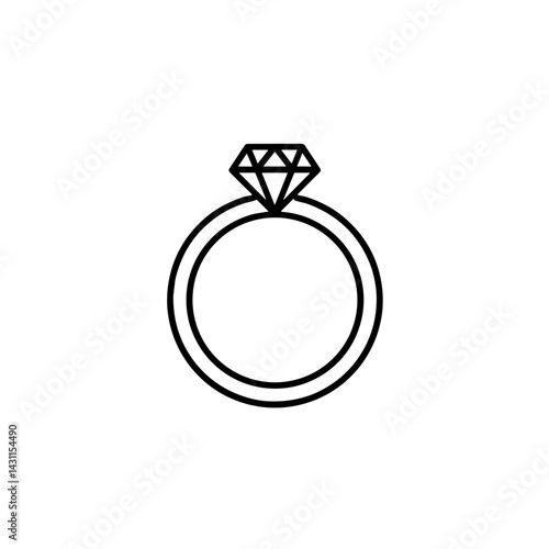 Diamond engagement ring icon on transparent background  
