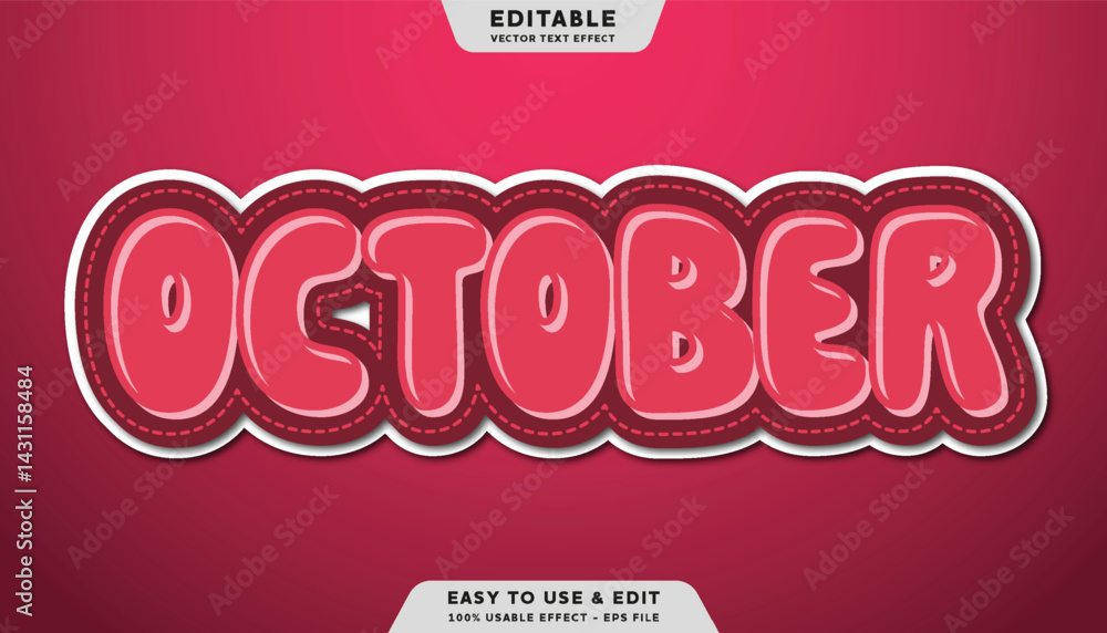 Fototapeta premium october editable text effect with modern and simple style