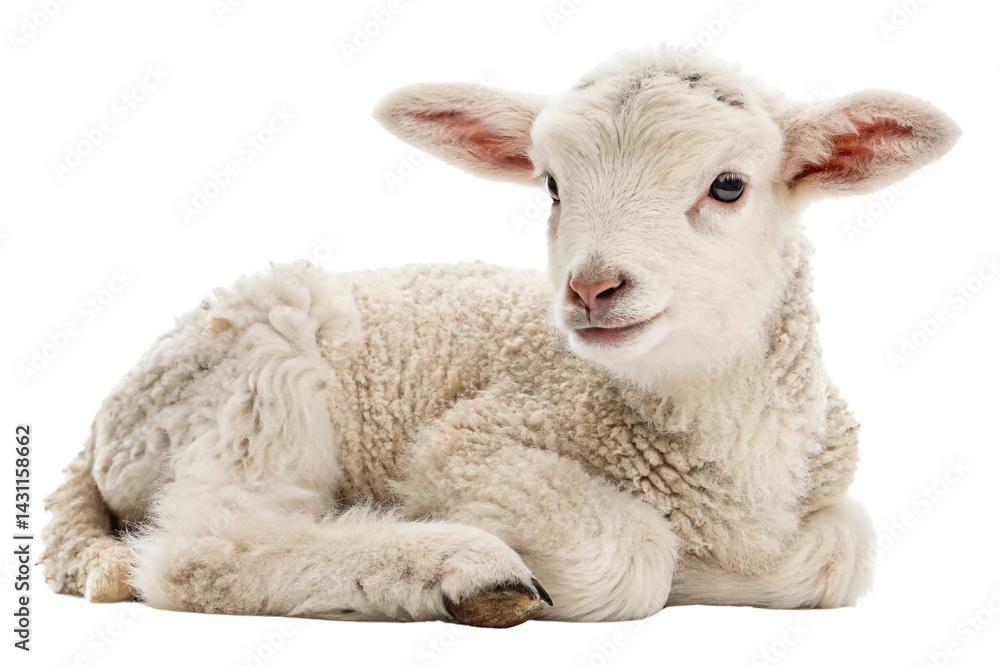 Fototapeta premium Sheep and lambs isolated on a white background in a farm setting