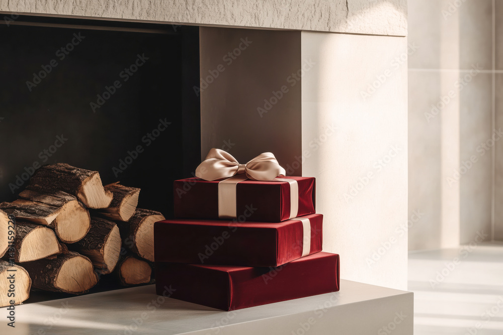 Beautifully wrapped velvet gift boxes with a silk bow.