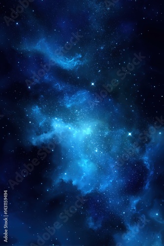 Fototapeta Naklejka Na Ścianę i Meble -  Captivating deep blue nebula and stardust in a cosmic expanse, a breathtaking view of the universe with celestial glow and infinite wonder, a vertical space art