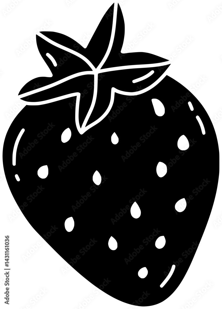 Obraz premium food illustration fruit silhouette red logo berry icon fresh outline healthy strawberry juicy dessert sweet green freshness natural delicious shape for vector graphic background