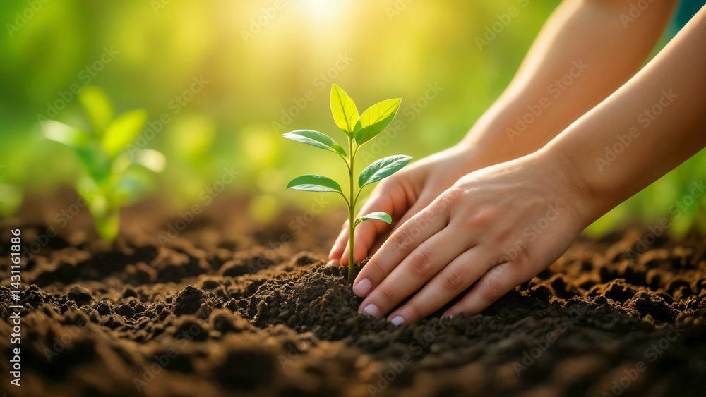 Fototapeta premium hands holding a plant