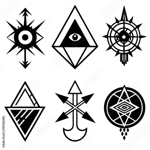 Esoteric Symbol Collection | Geometric Designs with Occult and Mystical Elements for Tattoo Art, Logo Design and Spiritual Branding
