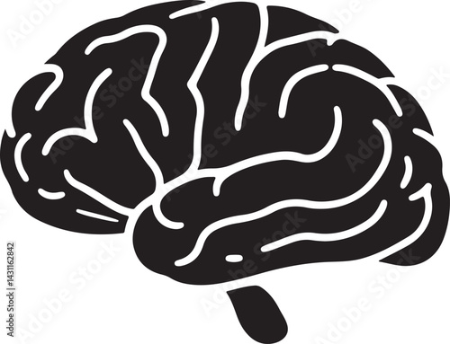 Human brain vector icon flat black style isolated on white background