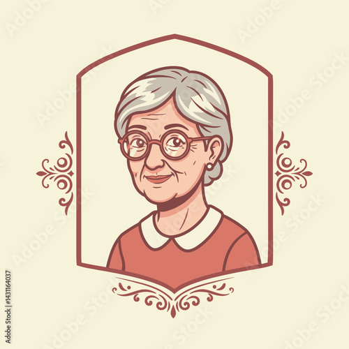 Elder Woman in Decorative Frame