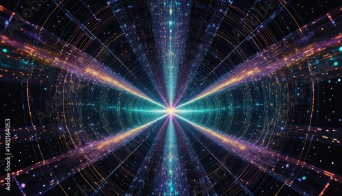 Wallpaper Mural A vibrant, abstract depiction of an exploding star, featuring swirling colors of blue, orange, and yellow, radiating energy and dynamic light patterns. Torontodigital.ca