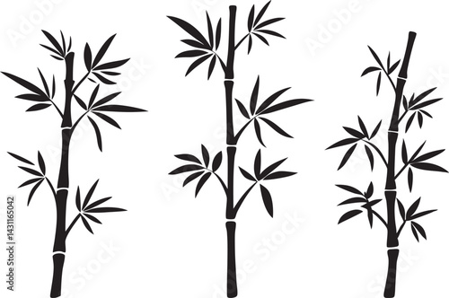 set of bamboo vector silhouette