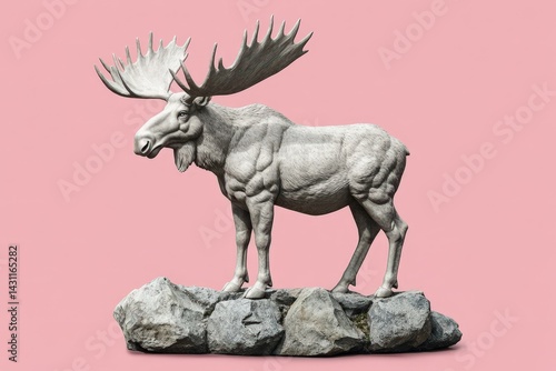 Detailed  statuesque  rendering of a majestic moose.