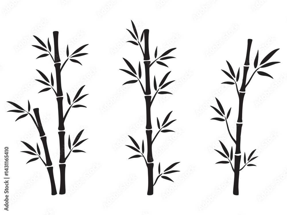 Obraz premium set of bamboo vector silhouette