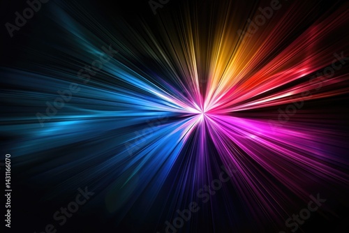 Abstract colorful light rays background vector presentation design, on a black background, with highly detailed and high resolution photography