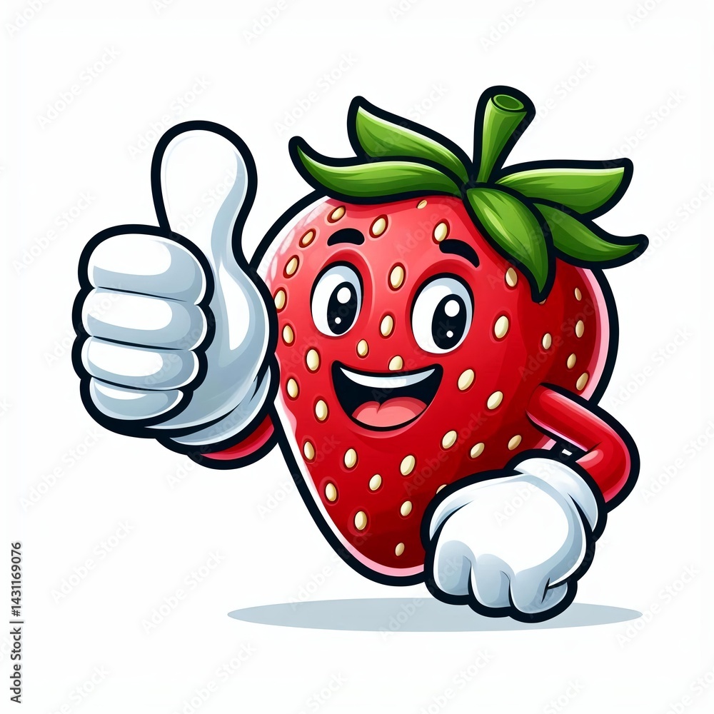 Fototapeta premium cartoon, mascot or character, strawberry fruit, HD image, high quality