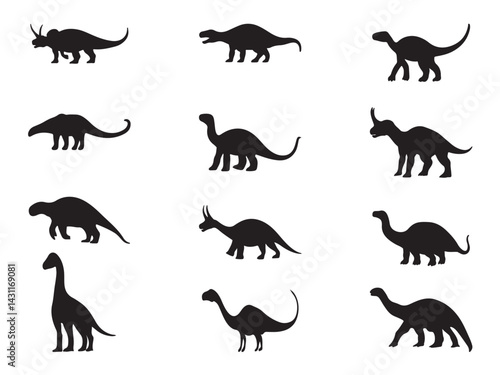 Set of quadrupedal herbivor vector silhouette