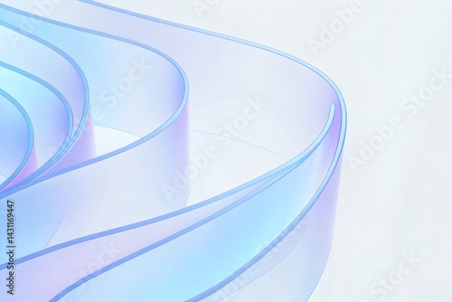 Flowing Gradient Transparent Multilayer Glass – 3D Rendering of Elegant Abstract Background Design

