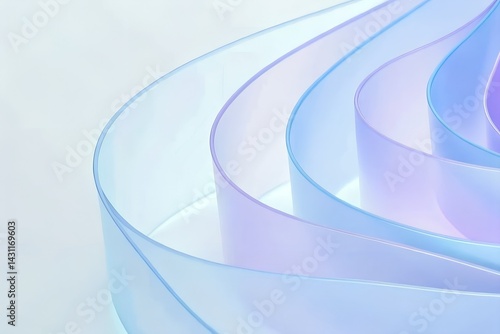 Flowing Gradient Transparent Multilayer Glass – 3D Rendering of Elegant Abstract Background Design

