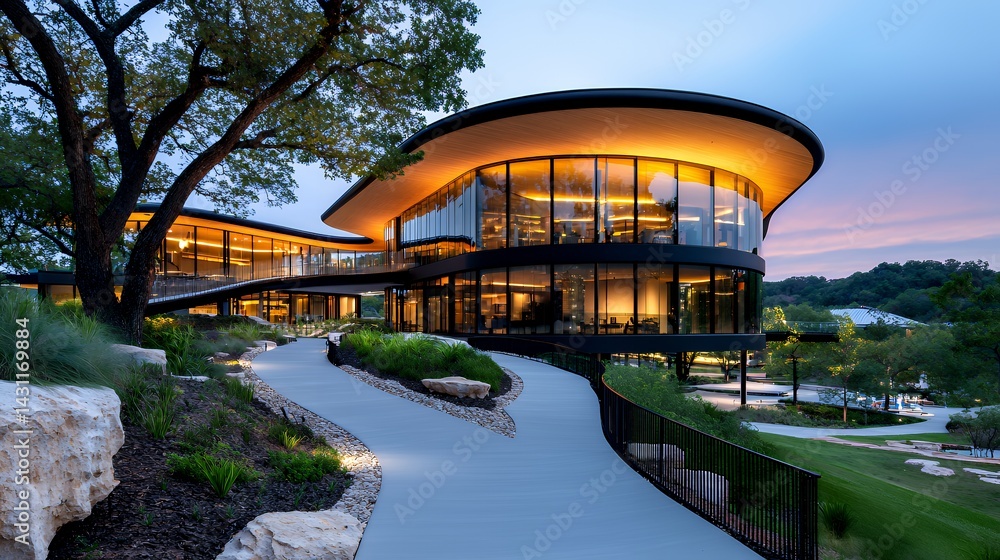 Modern architecture at twilight Modern architecture at twilight