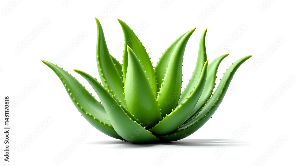 Fototapeta premium A vibrant aloe vera plant with thick, pointed leaves, showcasing its unique shape and rich green color.