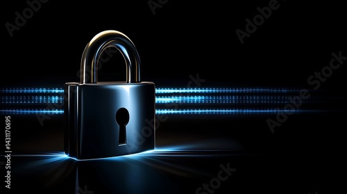 Modern Padlock with Glowing Light, Symbolizing Security and Protection in Digital Era