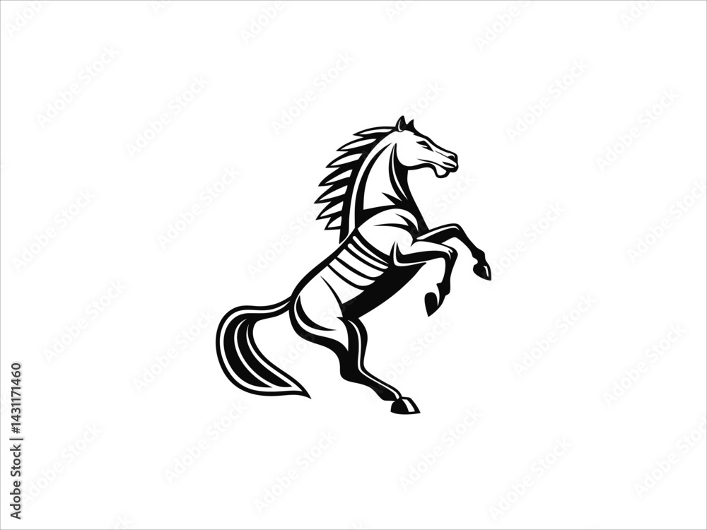 Obraz premium A clean, minimalist silhouette of a horse's head within a crescent moon shape.