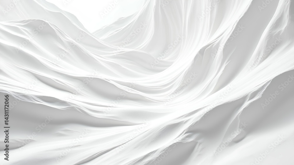Fototapeta premium A serene, abstract landscape featuring flowing white textures that create a sense of depth and tranquility.