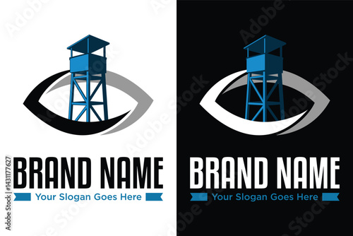 modern watchtower eye symbol illustration vector logo design