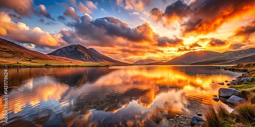 Ben Crom Reservoir Sunset, Mourne Mountains, Northern Ireland - Stunning Landscape Photography