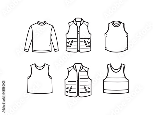 Rash vest line art geometric shapes bold contours clean design
