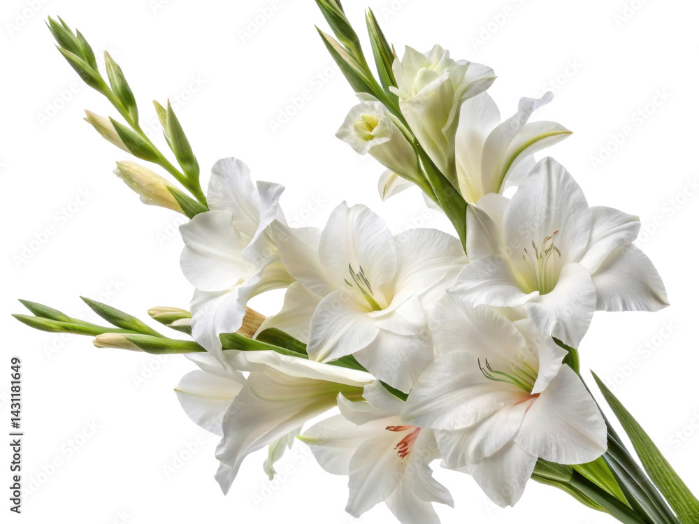 Elegant gladiolus flowers full bloom create stunning display of beauty and grace. Their delicate petals and vibrant green stems enhance any Elegant gladiolus flowers full bloom create stunning display of beauty and grace. Their delicate petals and vibrant green stems enhance any