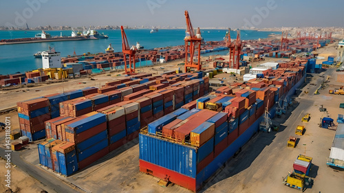 The Karachi Port transformed with robotic cranes, levitating containers, and AI-powered cargo ships coming from Mars colonies.


 photo