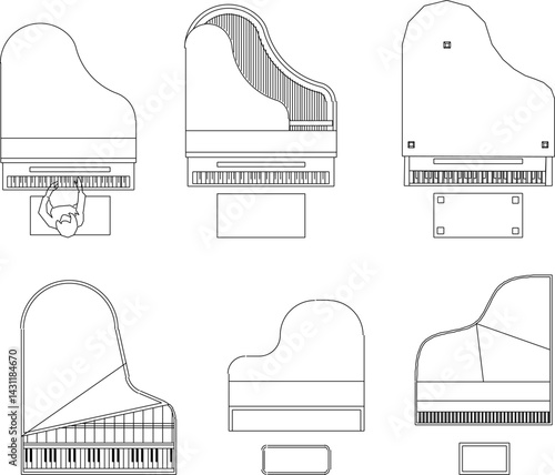 silhouette design vector illustration sketch of musical instrument piano for refreshing
