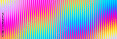 Neon ribbed fractal glass texture with vibrant rainbow gradients and bright smooth fluted vertical lines. Bright smooth fluted vertical lines with burst of holographic iridescent summer tones. Vector