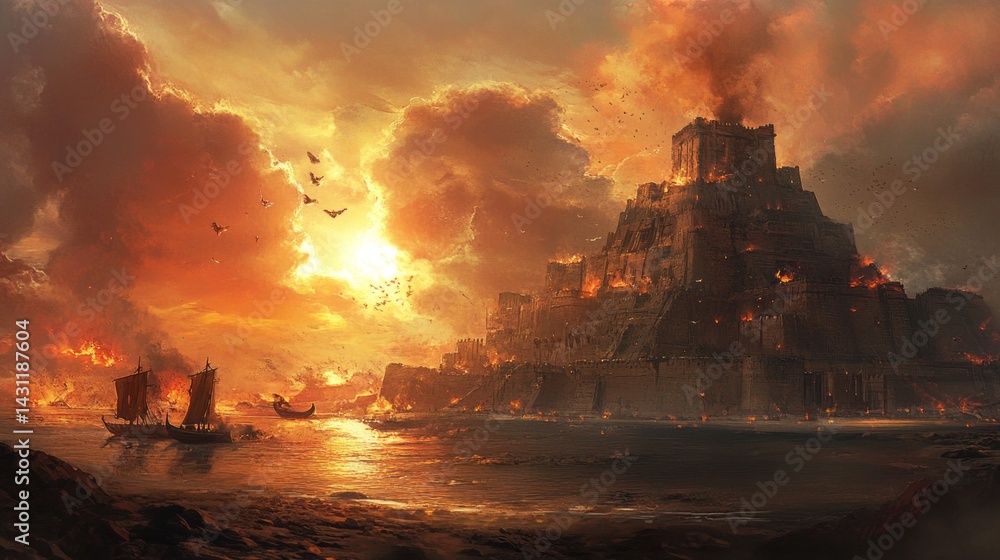 Fototapeta premium Battering Battering Coastal Moment Ramming Mesa Harbor