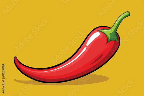 Illustration of Red hot natural chili pepper .