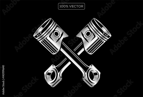 piston cross black icon logo symbol vector design illustration