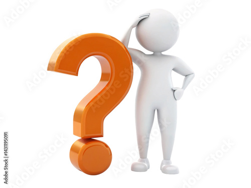 Question Mark Figure Isolated on White,  Inquiry Graphic, Doubt Symbol, Confusion Concept, Help Illustration, Information Need